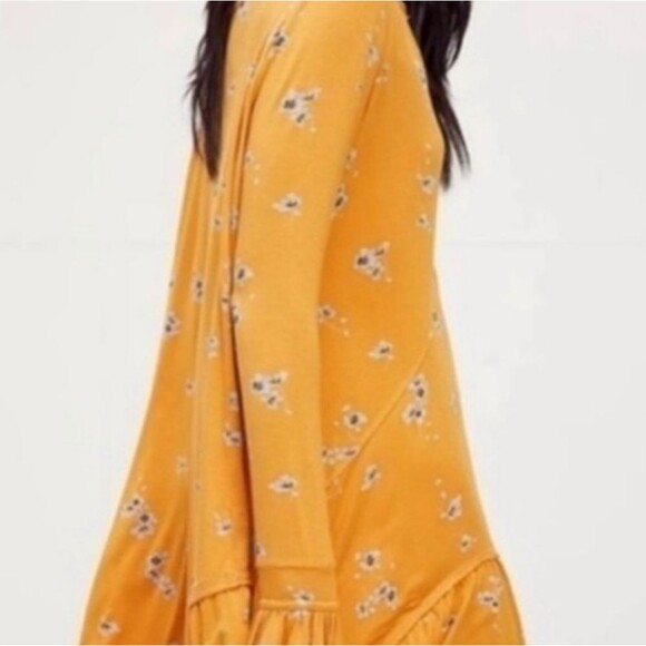 NWT Free People Dress Women's XS Orange Floral Bell Sleeve Tunic Top Olivia - Picture 2 of 6